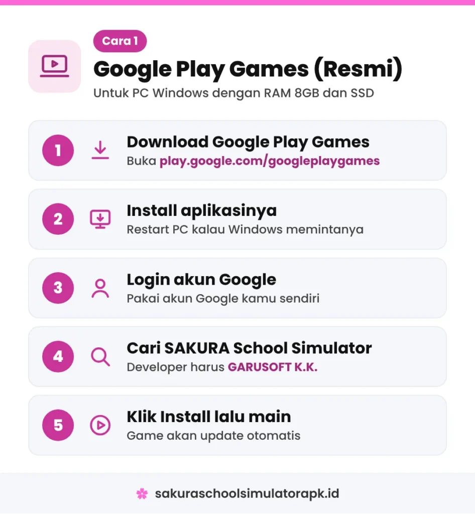 Langkah install lewat Google Play Games