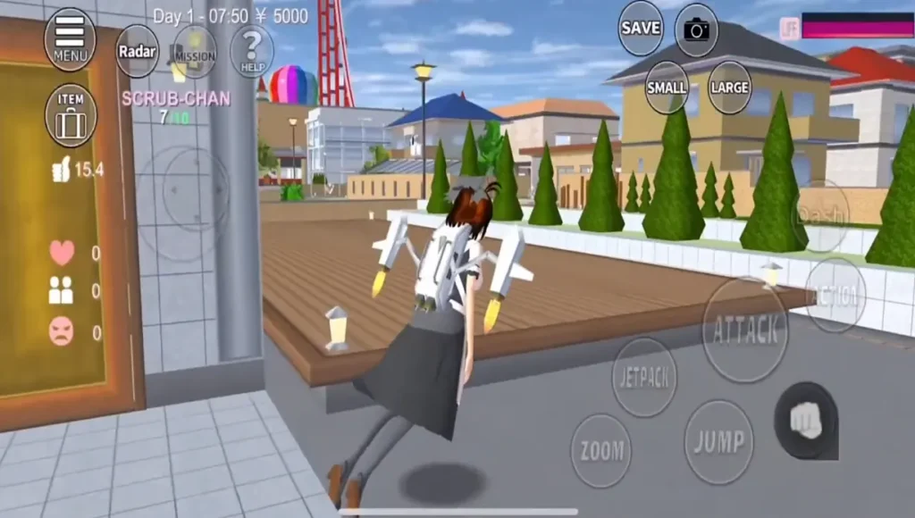 Karakter cewek memakai jetpack